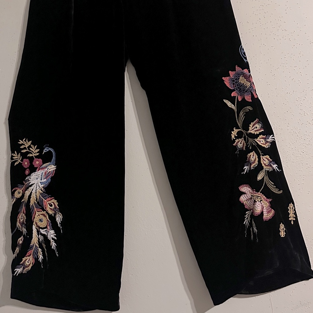 NWT Johnny Was Black Embroidered Wide-Leg Pants with embroidery - Picture 8 of 9